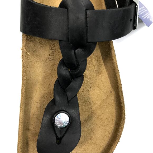 BIRKENSTOCK Gizeh Oiled Leather Sandal Women 10 Black Twist Comfort Resort NWT - Picture 7 of 14